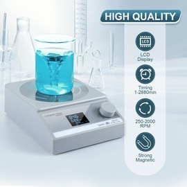 ANZESER Agitador Magnético con Temporizador, Mezclador Magnético Digital de 3,5 L, Placa de Agitación Magnética con Visualización LCD