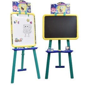 Spongebob Kids Art Easel, Standing Magnetic Whiteboard and Chalkboard, Drawing Accessories