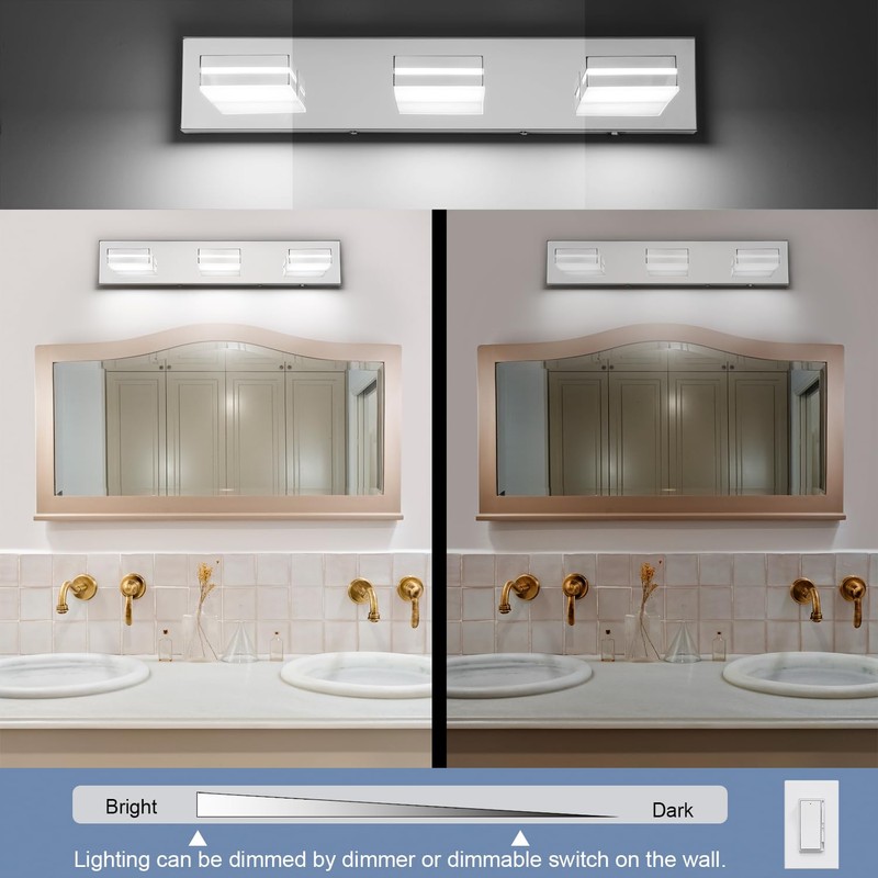 SineRise LED Modern Bathroom Vanity Light Fixtures (3-Light, 24-Inch)(5CCT, Dimmable),