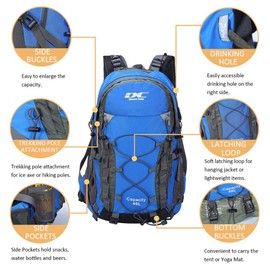 Diamond Candy Waterproof Hiking Backpack for Men and Women, 40L Lightweight Day Pack for Travel Camping