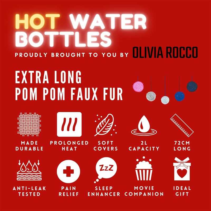 Olivia Rocco Extra Long Hot Water Bottle with Super Soft