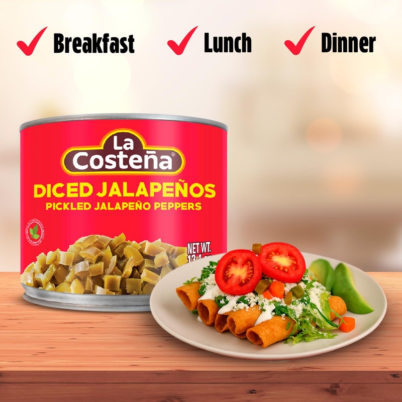 La Costeña Diced Jalapeno Peppers - Pickled Jalapenos - Jalapeño