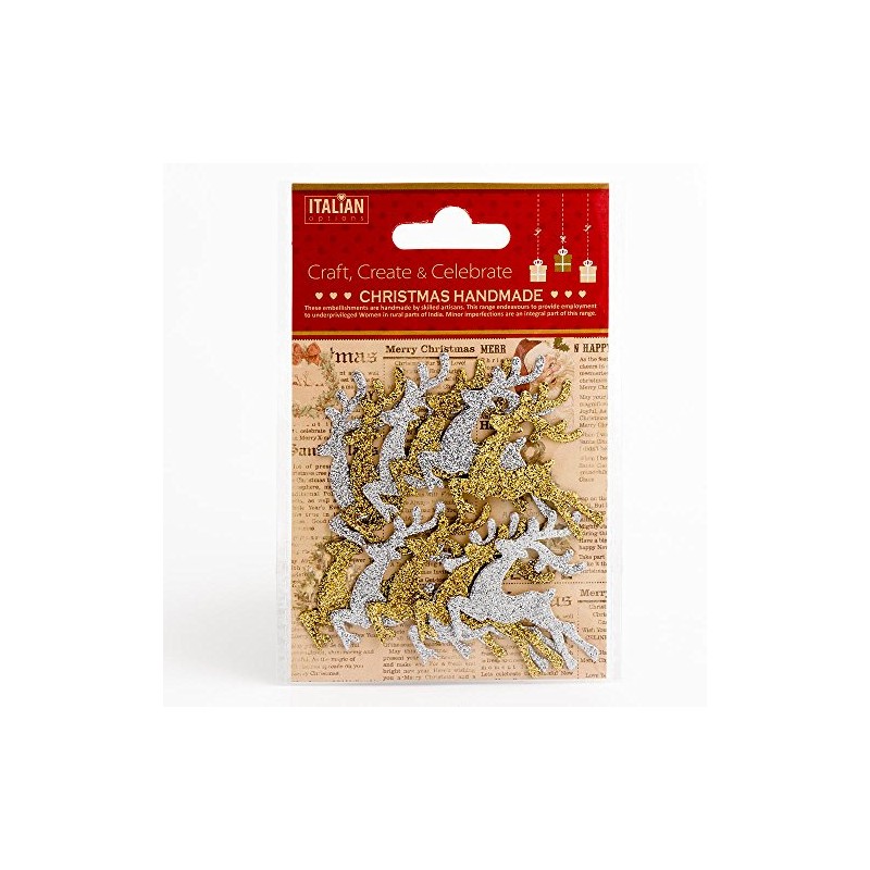 Silver Gold Glitter Reindeers Christmas Craft Festive Card Making Decoration
