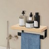 Winmien Hand Towel Holder/Towel Ring with Wooden Shelf, Premium Metal