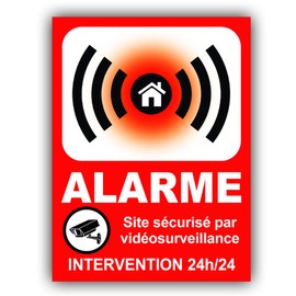 Alarm Panel 133 x 100 mm PVC + 4 Holes for Securing Site by Video Surveillance – 24 Hour Intervention