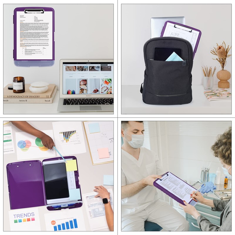 ZCZN Plastic Clipboard with Storage, A4 Clipboard Folder with Separate