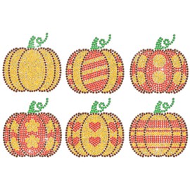 ANATTASOUL Fall Rhinestone Iron on Transfer Pumpkin Bling Diamond Hotfix Patches for Clothes, 11.6"x8.5" Large Iron On Sequin Applique for Jeans Jacket Caps Bag T-Shirts Shoes DIY Decor