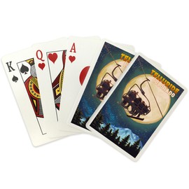 Lantern Press Telluride, Colorado, Ski Lift and Full Moon with Snowboarder (52 Playing Cards, Poker Size Card Deck with Jokers)