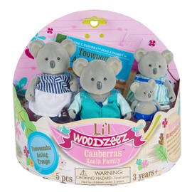 Li'l Woodzeez Canberra Koala Family – 5pc Toy Set with Miniature Animal Figurines and Storybook – Animal Toys and Accessories for Kids Age 3+