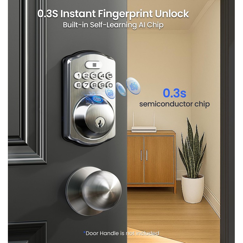 Veise VE012W Built-in WiFi Fingerprint Smart Lock, App Remote Control,