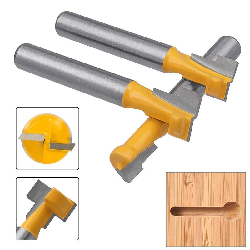Gasea 5pcs 1/4" Shank Handle T-Slot Cutter Router Bit T-Track