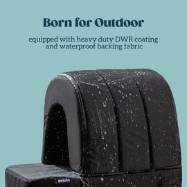 PELZIN Outdoor Dog House - Waterproof Cooling Dog Shelter w/Egg-Crate Foam - Orthopedic Indoor Pet House w/Porch - Machine Washable - Ideal for Medium Breeds & Fits 30-Inch Crate - 29"x18", Black