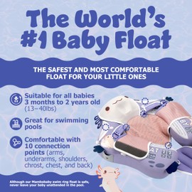 MAMBOBABYFLOAT Sunny Navigator Baby Pool Float with Canopy 2025 — Safe, Comfortable, Adjustable Axolotl Pool Float w/Sun Protection, Air-Free Foam Technology, 5-Way Buckle System (Purple)