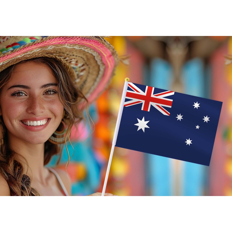 Australia Handheld Small Flag Set,10 PCS 5×8 Inch Mini Australian