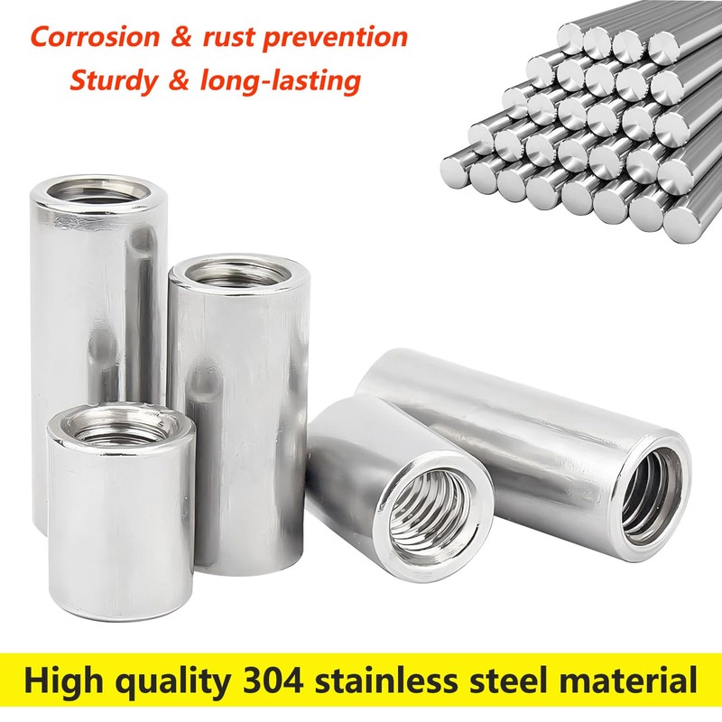 Ctyjia M5x8mm Round Connector Nuts, 6mm Length Female Threaded Rod,