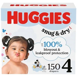 Huggies Size 4 Diapers, Snug & Dry Baby Diapers, Size 4 (22-37 lbs), 150 Count, Packaging May Vary