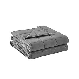 BB BLINBLIN Cooling Weighted Blanket Heavy Blanket, Calm and Sleep, Premium Soft and Comfortable Material and Glass Beads (Dark Grey, 48''x72'' 15lbs), Suit for Adult (~140lb) Use on Twin/Full Bed