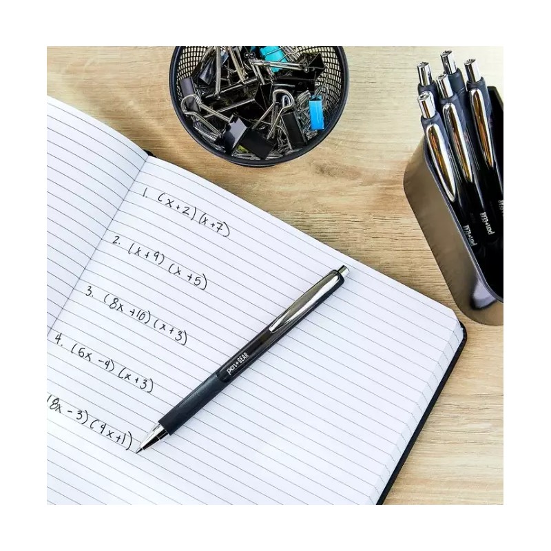 Pen+Gear Retractable Gel Ink Pens, Medium point, 0.7mm, Black Ink,