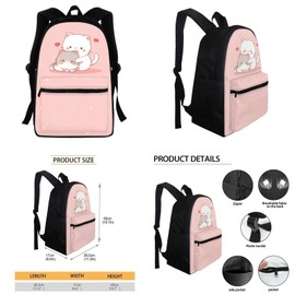 HELLHERO 3 Piece School Bag Set Boys Girls Backpack Lunch Bag Pencil Case, Cat 2