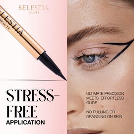 SELESTIA BEAUTY Black Liquid Eyeliner Pencil Queen Cobra – Long-Lasting – Quick-Drying, No Flaking – Thin Applicator & Intense Color – 0.016 fl.oz
