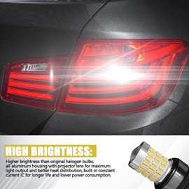 2025 Upgraded 7443 7440 LED Bulb for Reverse Lights, Super Bright T20 Projector Lens, Pack of 2 (White)