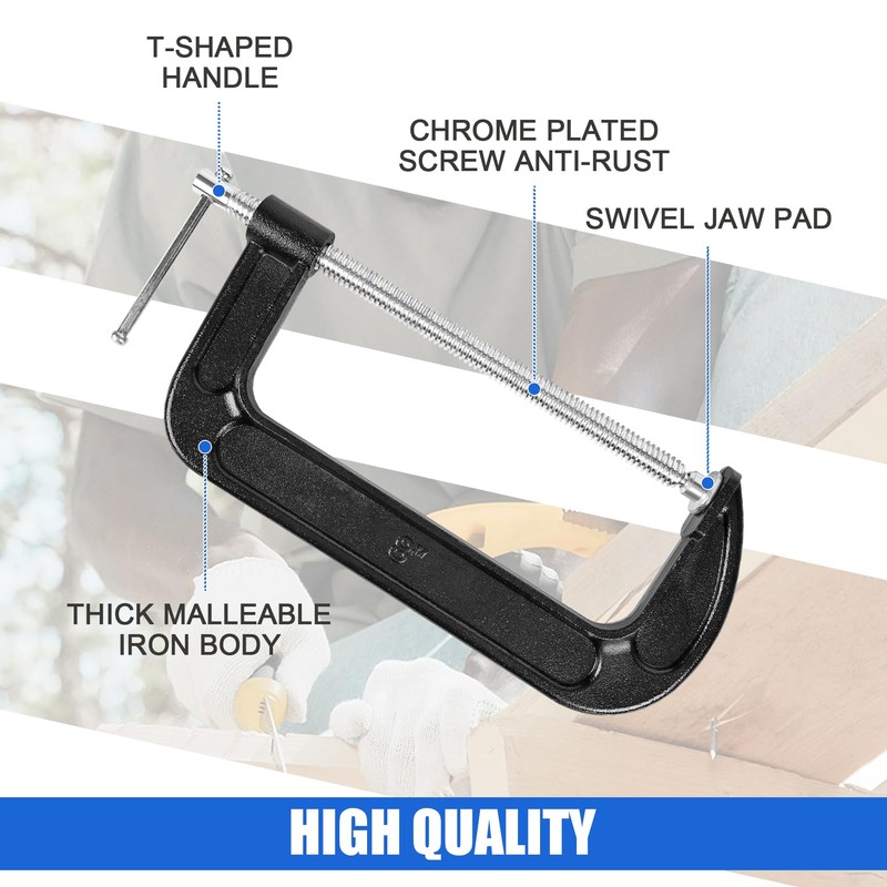 MYFAMIREA 8 Pcs C Clamp 8 Inch Heavy Duty Steel