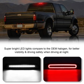 SHINEFIT 3rd Third Brake Light Compatible with 1999-2016 F250 F350 F450 F550 Super Duty High Mount Stop Brake Lights White Cargo Lamp, Smoked Lens