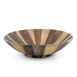 Arthur Court Salad Bowl Acacia Wood Serving for Fruits or Salads Wok Wave Style Extra Large 16 inch Diameter x 4.5 inch Tall