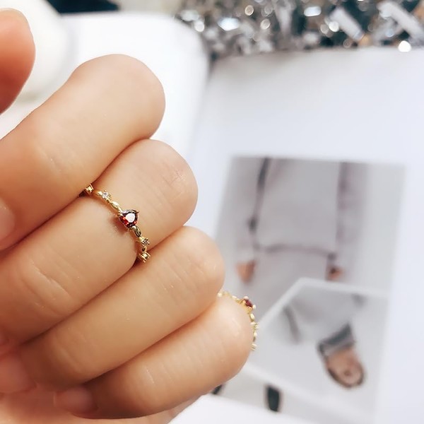 LAIFULA Heart and Wishbone 14k Gold-Plated Ring with Clear Cubic