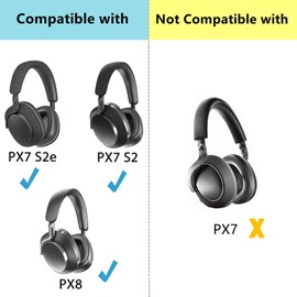 TaiZiChangQin Replacement Ear Pads Compatible with Bowers & Wilkins PX8/PX7 S2/PX7 S2e Headphones (Does Not Fit PX7) Protein Leather Black