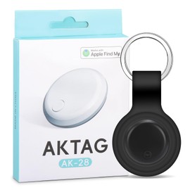 Air Tracker Tag with Holder and Keychain, Key Finder Luggage Tracker Item Locator Compatible with Apple Find My (iOS only) Track Wallet Suitcase Pet Dog Cat Car Key Backpack, (1– Pack Black)