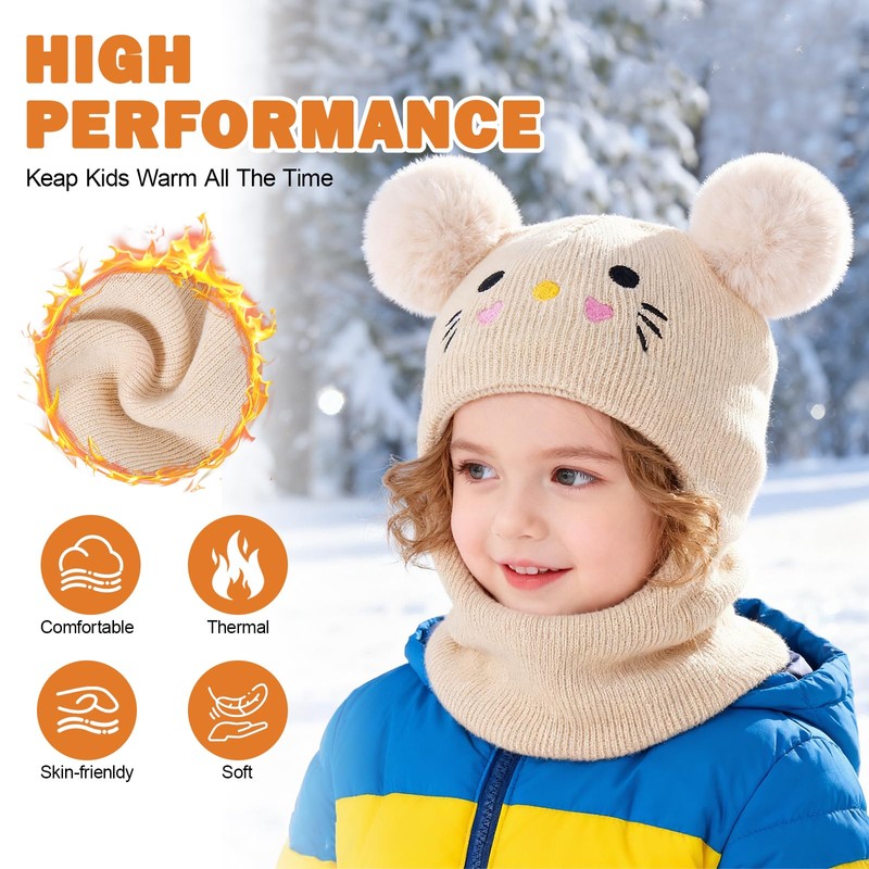AYPOW Cappello Passamontagna Invernale Caldo per Bambini da 0.5 a