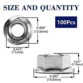 1/4-20 Serrated Flange Hex Lock Nuts 100Pcs 304 Stainless Steel 18-8, Full Thread, Hex Drive, Bright Finish by SG TZH