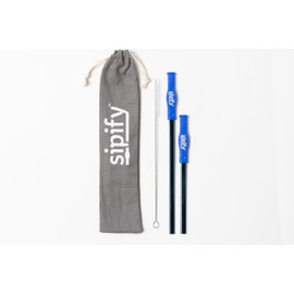 Sipify Flow-Limiting Dysphagia Straw for Safe Drinking | Adaptive Drinking Aids for Elderly & Dysphagia Patients | Reusable Stainless Steel Straw with Soft Silicone Tip | Dishwasher Safe | 2 Pack