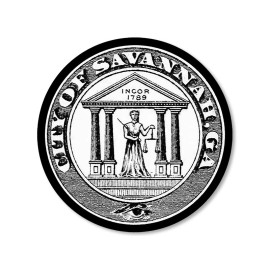 American Vinyl 3x3 inch Round City of Savannah Georgia Sticker (decal ga forsyth coastal logo)