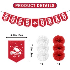 Red 2025 Grad Banner Grad Party Decorations 2025 Graduation Banner Graduation Decorations 2025 Class of 2025 Decorations Congrats