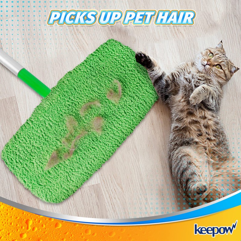 KEEPOW Reusable Wet Pads Refills Compatible with Swiffer Sweeper Mop,