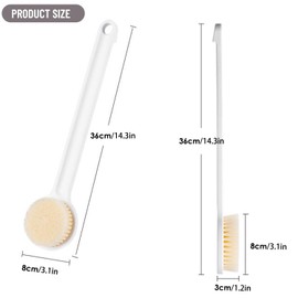 Long Handle Bath Body Brush, Back Scrubber with Soft Bristles for Exfoliating and Massage, Ergonomic, for Wet & Dry Use, Suitable for All Skin Types, 1 PCS, White