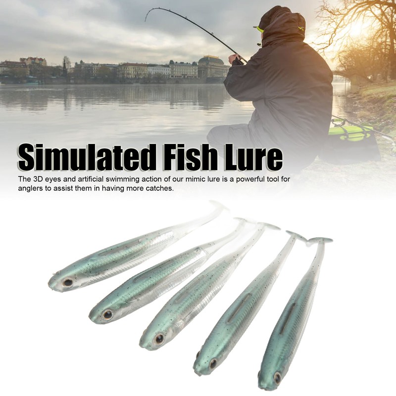 5Pcs Simulated Soft Fish Bait 3D Eyes Environmentally Friendly Silicone