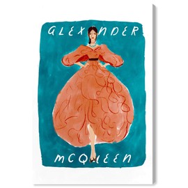 Wynwood Studio Fashion and Glam Wall Art Canvas Prints 'Alexandra The Queen' Dress Home Décor, 20" x 30", Blue, Orange