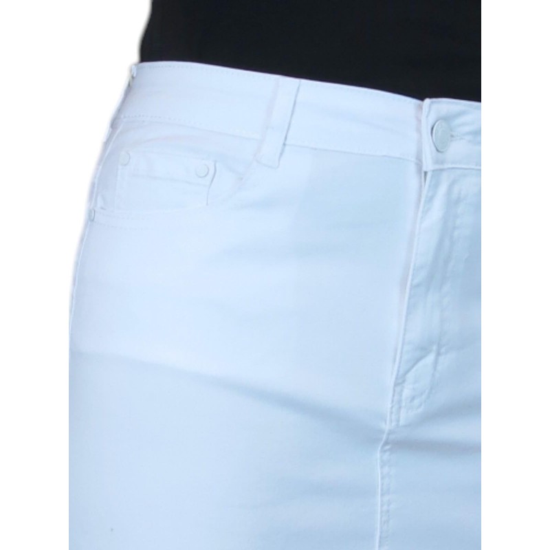 Ladies Heavy Cotton Denim Pencil Skirt Casual 8-18, White