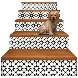 Bleucoin Classicism Stair Riser Peel and Stick Vinyl Decal SelfAdhesive Waterproof Easy to Trim & Clean Pet Friendly Repositionable Removable DIY Murals for Home Décor -Pack of 5 Strips (6.50" x 49")