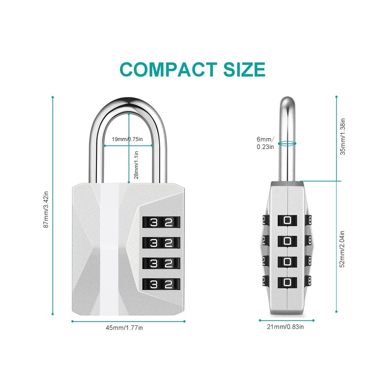 ZHEGE Locker Padlocks with Code, 4 Digit Combination Padlock for
