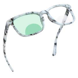 YEIN Bifocal Reading Glasses with Blue Light Blocking Lenses, Bifocal Reader for Women and Men, Vintage Square frame with Spring Hinge (+0.50/+3.00 magnification)