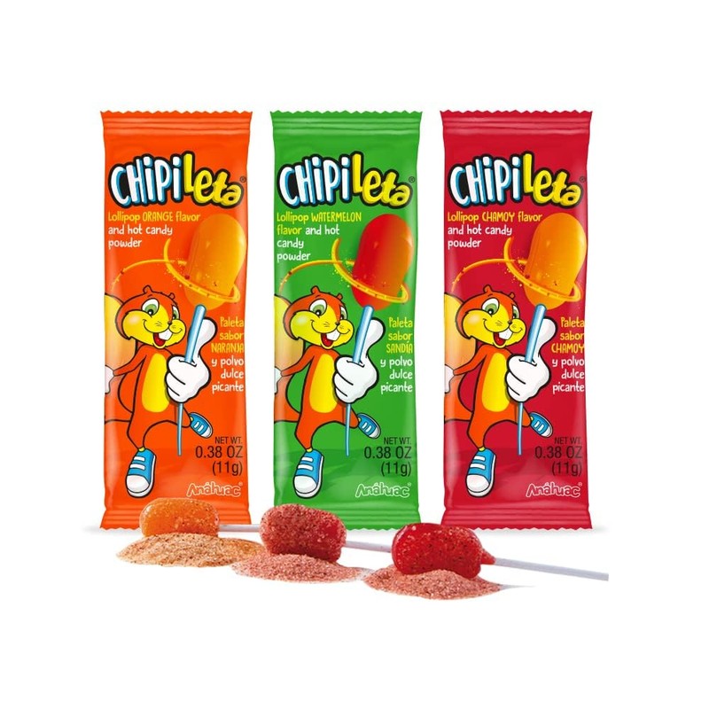 Generic Anahuac Chipileta Mix Paleta Lollipop Candy Orange, Chamoy, and