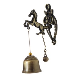 Kisangel Alloy Wind Chime Bells Horse Door Bell Retro Doorbell Hanging Pendant for Wall Mount
