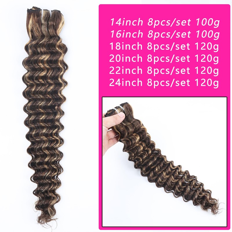 Curly Clip in Hair Extensions Real Human Hair 16 Inch