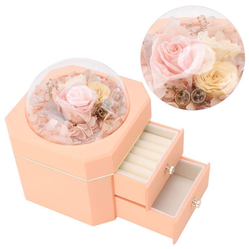 Forever Flower Double Drawer Octangle Gift Jewelry Packaging Storage Jewelry