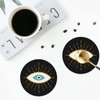 Black Evil Eye 4 Pcs Coasters for Drinks,Round Leather Coasters