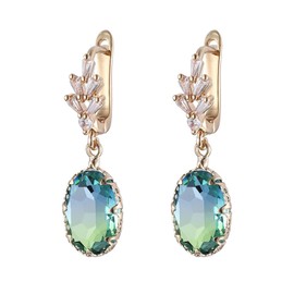 CXUEMH Crystal Teardrop Earrings for Women - Blue and Green Dangle Earrings for Prom - Elegant Emerald Green Crystal Drop Earrings - Formal Jewelry (Style C)